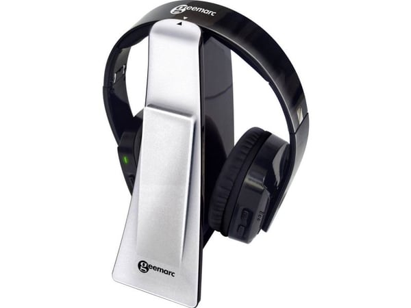 Geemarc CL7400 OPTI trådløse TV-hodetelefoner in-ear over-ear lett bøyebue, volumkontroll headset sølv-svart (CL7400_OP_SIL_VDE)