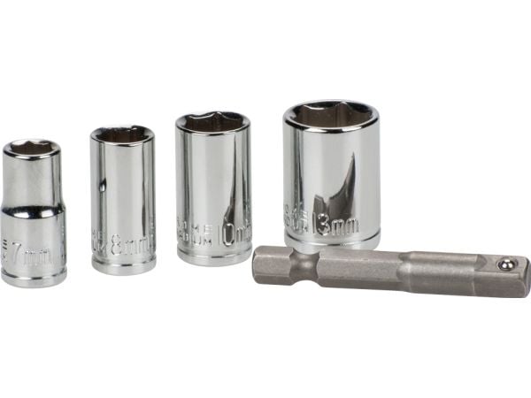 kwb 105110, Støpselsett, 1/4", Metrisk, 5 hoder, 7,8,10,13 mm