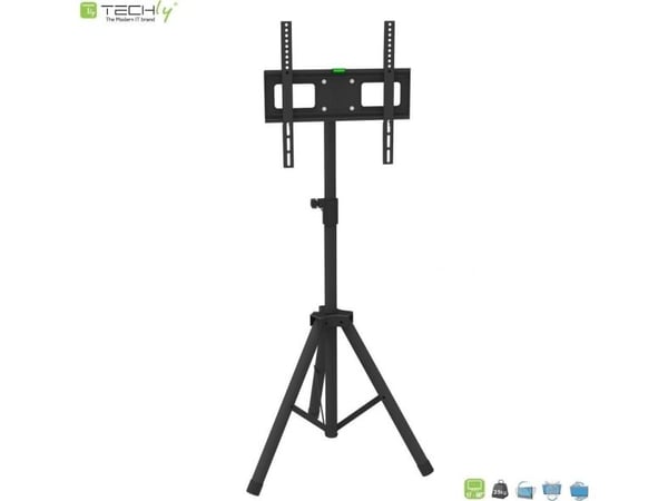 TECHly - Ställ - universal tripod - för TV - plast, stål - svart - skärmstorlek: 17"-60" - golvstående