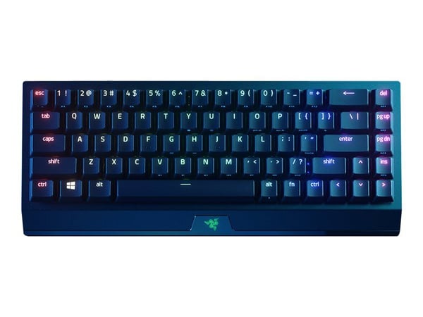 Razer BlackWidow V3 Mini HyperSpeed - Tastatur - bakgrunnsbelyst - trådløs - USB-C, 2.4 GHz, Bluetooth - QWERTY - USA - tastsvitsj: Razer Yellow