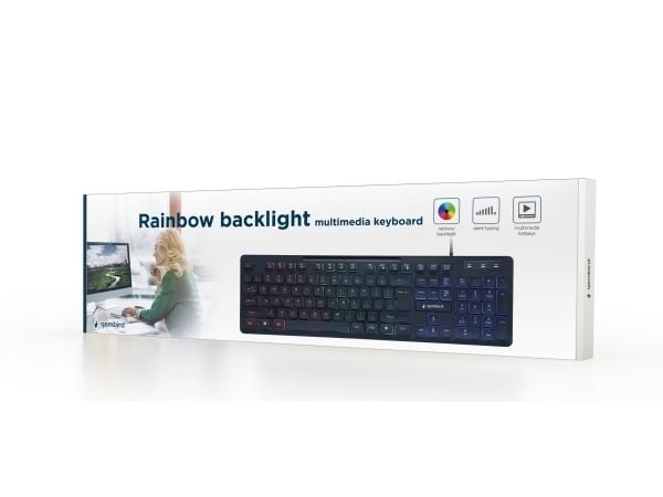 Gembird KB-UML-02, Täysikokoinen (100 %), USB, LED, Musta