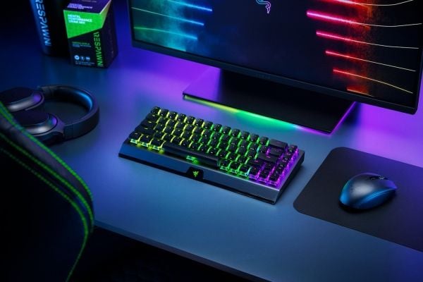 Razer BlackWidow V3 Mini HyperSpeed - Phantom Edition - tastatur - bakgrunnsbelyst - trådløs - USB-C, 2.4 GHz, Bluetooth - QWERTY - USA - tastsvits...