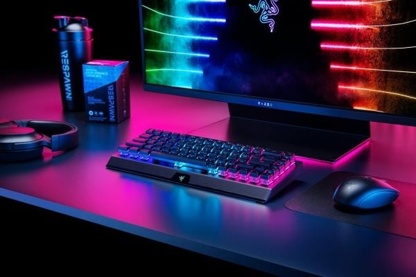 Razer BlackWidow V3 Mini HyperSpeed - Phantom Edition - tastatur - bakgrunnsbelyst - trådløs - USB-C, 2.4 GHz, Bluetooth - QWERTY - USA - tastsvits...