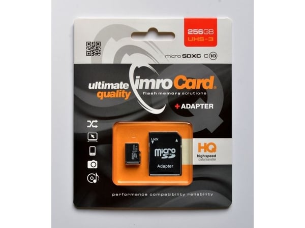 IMRO MICROSDXC 10/256GB UHS-3 ADP MEMORY CARD muistikortti Luokka 10