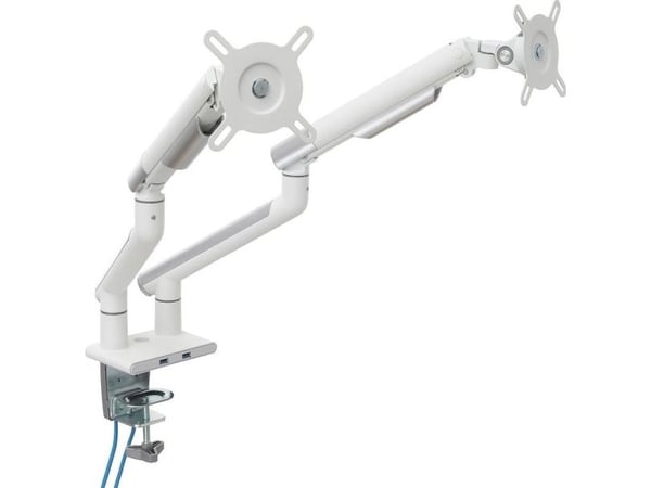 ART L-20GD - Monteringssett - justerbar arm - for 2 LCD-skjermer - aluminium - hvit - skjermstørrelse: 17"-32" - skrivebordsmonterbar