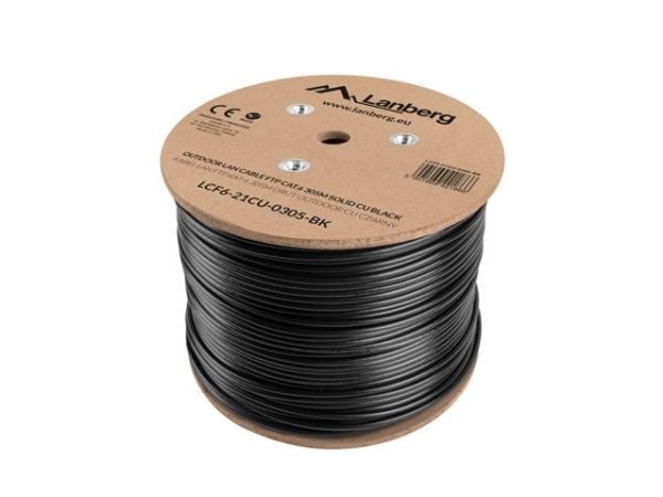 Lanberg - Samlet kabel - foliebelagt uskjermet tvinnet kabelpar (F/UTP) - CAT 6 - utendørs, solid - svart