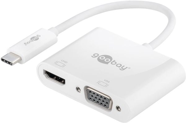 Goobay 52430, Ledning & Trådløs, USB 3.2 Gen 1 (3.1 Gen 1) Type-A + Type-C, Hvit, CE, WEEE, 0 - 45 °C, 15 mm