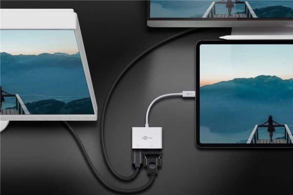 Goobay 52430, Ledning & Trådløs, USB 3.2 Gen 1 (3.1 Gen 1) Type-A + Type-C, Hvit, CE, WEEE, 0 - 45 °C, 15 mm
