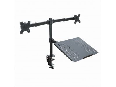 ART L-25 - Monteringssett - for 2 LCD-skjermer / bærbar PC - metall - svart - skjermstørrelse: 13"-27" - monteringsgrensesnitt: 100 x 100 mm - skri...