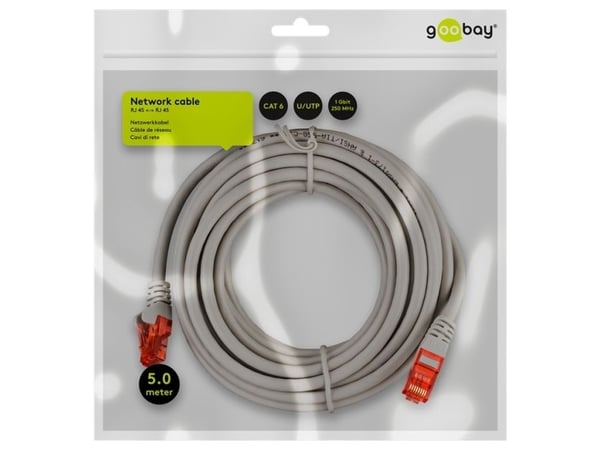 Nätverkskabel CAT 6, U/UTP, grå