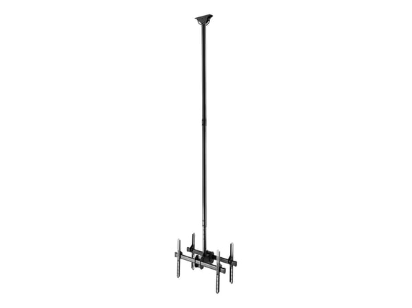 DELTACO Office - Monteringssett (takmontering) - rygg-mot-rygg, teleskopisk - for 2 LCD/plasma-paneler - 45 kg (x2), 2500-3000 mm - svart - skjerms...