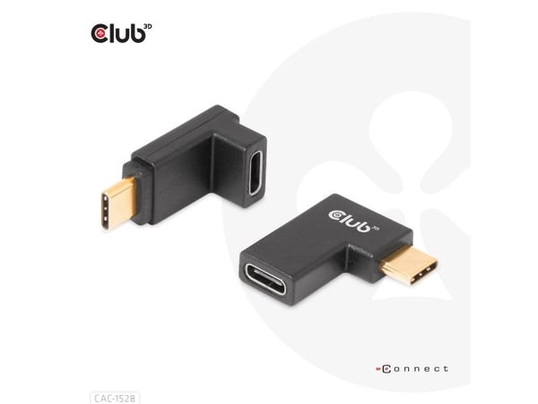 Club 3D - USB-C-adaptersett - USB 3.2 Gen 2 - 20 V - 5 A - vinklet, USB Power Delivery (100 W), 4K 120 Hz støtte