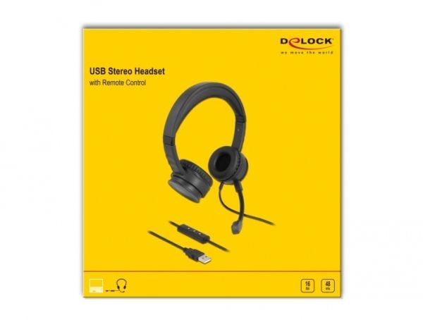 Delock - Hodesett - on-ear - kablet - USB-A - svart