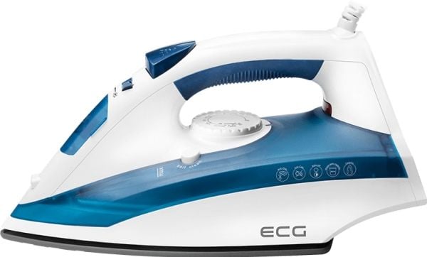 ECG NZ 322 Auto-Off, Kuiva- & höyrysilitysrauta, Keraaminen pohjalevy, 1,9 m, 100 g/min, Sininen, Valkoinen, 40 g/min