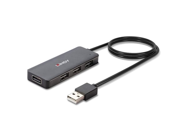 Lindy 42986, USB 2.0, USB 2.0, 480 Mbit/s, Svart, Plast, Rund kabel