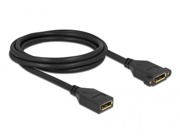 Delock - DisplayPort-kabel - DisplayPort (W) til DisplayPort (W) panelmonterbar - DisplayPort 1.2 - 2.0m - støtter 4K 60 Hz (3840 x 2160) - svart (...