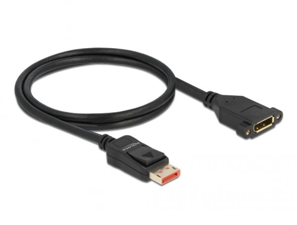 Delock - DisplayPort-forlengelseskabel - DisplayPort (hann) låst til DisplayPort (hunn) panelmonterbar - DisplayPort 1.4 - 1 m - 8 K 60 Hz (7680 x ...