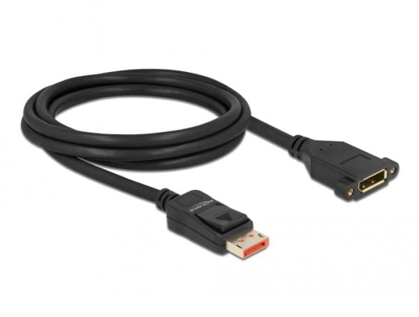 Delock - DisplayPort-forlengelseskabel - DisplayPort (hann) låst til DisplayPort (hunn) panelmonterbar - DisplayPort 1.4 - 2 m - 8 K 60 Hz (7680 x ...