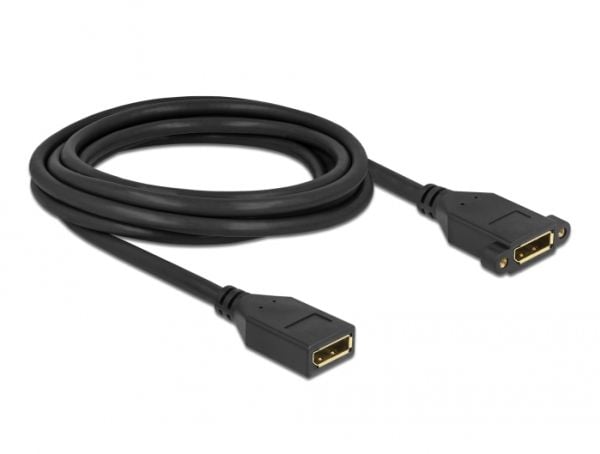 Delock - DisplayPort-kabel - DisplayPort (W) til DisplayPort (W) panelmonterbar - DisplayPort 1.2 - 3.0m - støtter 4K 60 Hz (3840 x 2160) - svart (...