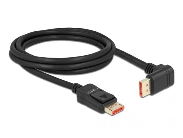 Delock - DisplayPort-kabel - DisplayPort (hann) vinklet til DisplayPort (hann) låsing - DisplayPort 1.4 - 2 m - 8 K 60 Hz (7680 x 4320) støtte - svart