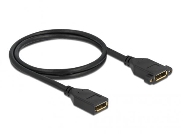 Delock - DisplayPort-kabel - DisplayPort (W) til DisplayPort (W) panelmonterbar - DisplayPort 1.2 - 1.0m - støtter 4K 60 Hz (3840 x 2160) - svart (...