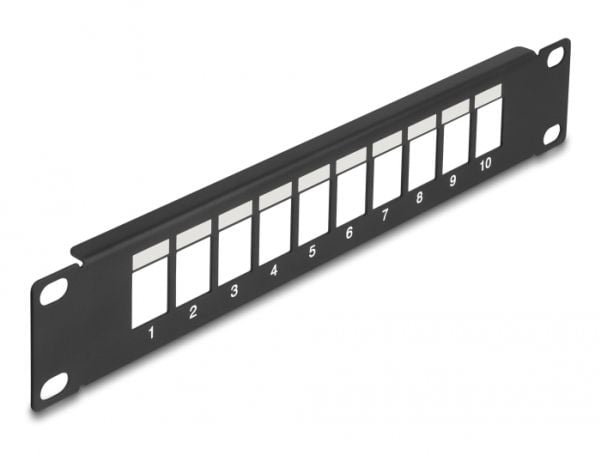 Delock - Pluggbord (blankt) - snap-in mounting - rackmonterbar - svart - 1U - 10" - 10 porter