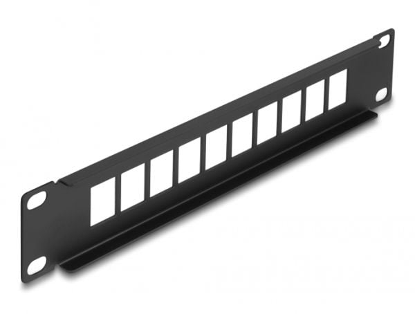 Delock - Pluggbord (blankt) - snap-in mounting - rackmonterbar - svart - 1U - 10" - 10 porter
