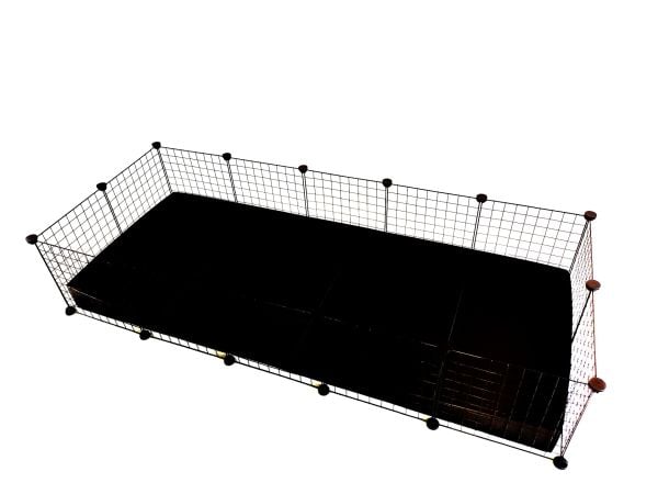 C&C 5x2 modulært bur marsvin kanin pinnsvin svart,, 180 x 77 x 37 cm