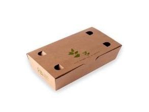 FoodBox nr 4 200x100x50 mm med låg FSC med tryk Brun,2 ps x 100 stk/krt
