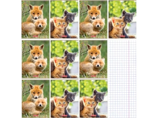 Herlitz skrivebok A4/32K ruter Animals (10 stk)
