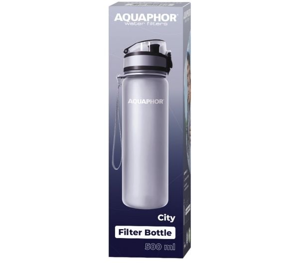 AQUAPHOR City, Vandfiltreringsflaske, 0,5 L, Grå
