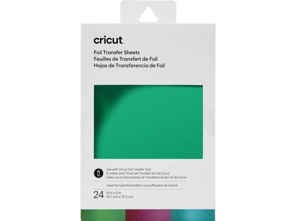 Cricut Jewel Sampler - Foil transfer sheet - 10.1 x 15.2 cm - 24 ark - akvamarin, aubergine, smaragd