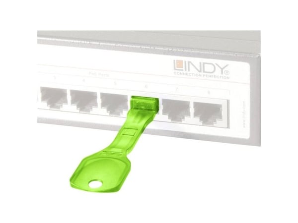 Lindy 40472, Portblokkering + nøkkel, RJ-45, Grønn, Akrylonitril-butadien-styren (ABS), Polybag, California Proposition 65