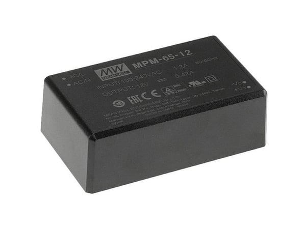 MEAN WELL MPM-65-48 Strømforsyning og spenningsomformer innendørs 65 W svart (MPM-65-48)