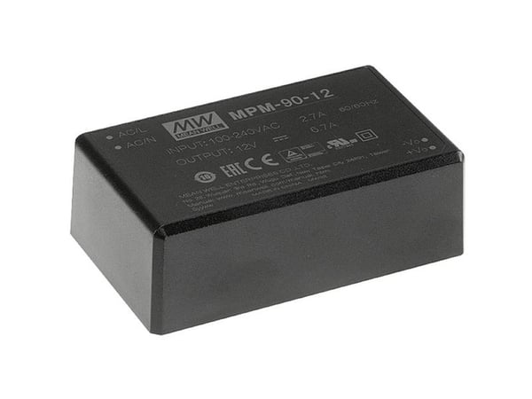 MEAN WELL MPM-90-24, Universal, inomhus, 80 - 264 V, 47 - 63 hz, 90 W, 24 V