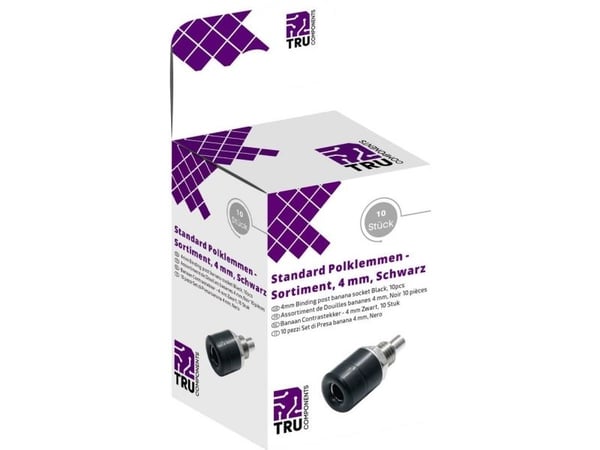 TRU COMPONENTS laboratorietilkoblingssett, tilkobling/innbygging, vertikal, svart, 10 stk