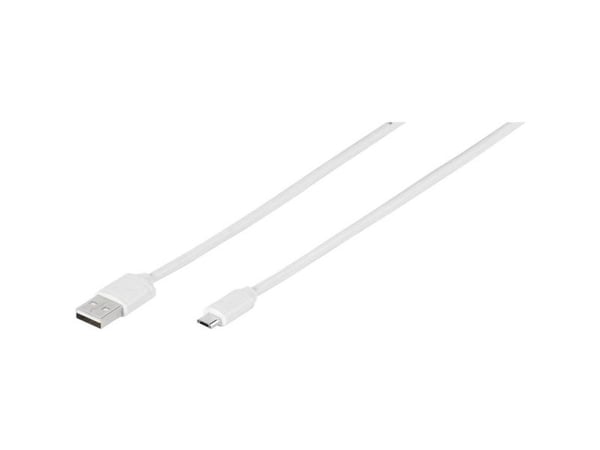 Vivanco USB 2.0, 1m, 1 m, USB A, Micro-USB B, USB 2.0, Uros/uros, Valkoinen