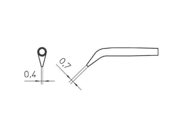 Weller T0054465299N, Loddespiss, Weller, 2x40, 1 stykker, 0,7 mm, 0,4 mm