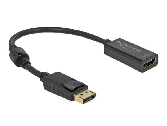 Delock - Videoadapter - DisplayPort han haspet til HDMI hun - 20 cm - lajittelu - passiv, 4K30 Hz tuki