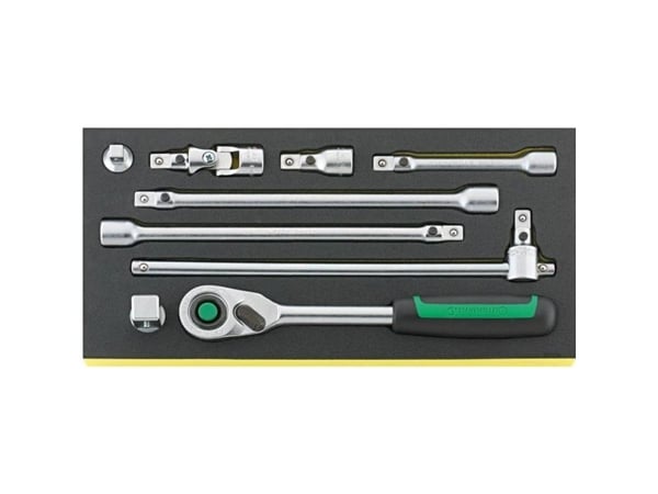 STAHLWILLE TCS 1/2 "- 512 / 9QR, Pipenøkkelsett, 9 stykker, Sort, Grønn, Sølv, 2,36 kg, 350 mm, 175 mm