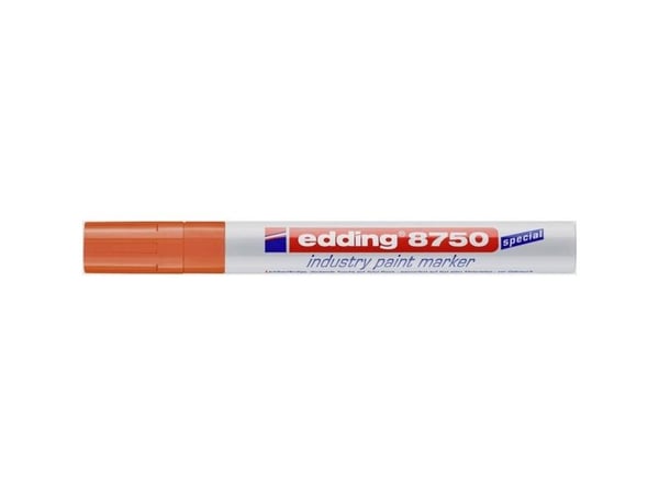 Edding 8750, Projektil spiss, Oransje, Aluminium, 2 mm, 4 mm, Glass, Metall, Plast, Gummi, Tre