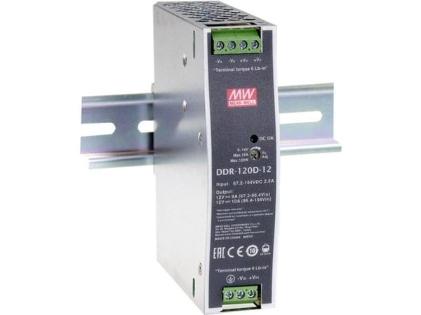 MEAN WELL DDR-120A-12, 120 W, 12 V, RoHS, 32 mm, 102 mm, 125,2 mm