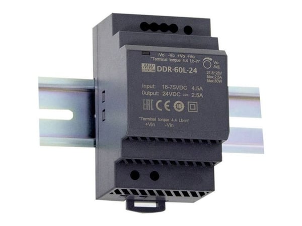 MEAN WELL DDR-60L-5, 18 - 75 V, 60 W, 5 V, 12 A, RoHS, 52,5 mm