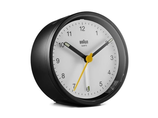 Braun BC12BW, Quartz-väckarklocka, Rund, Svart, Vit, 12 timmar, Ringklocka, Batteri