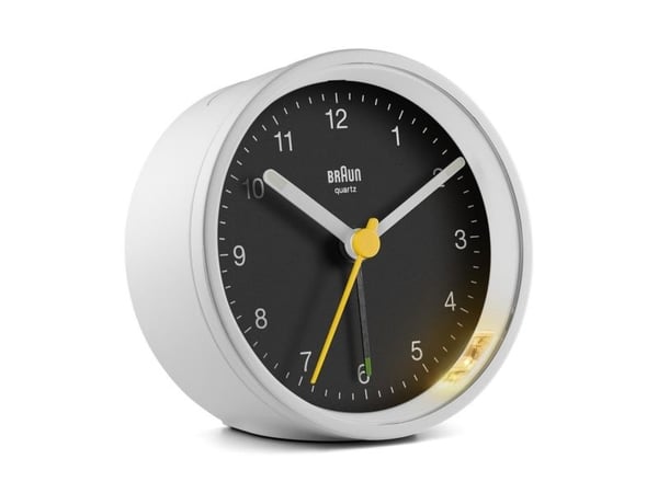 Braun BC12WB, Quartz vekkerklokke, Rund, Sort, Hvit, 12 timers, Alarm, Batteri