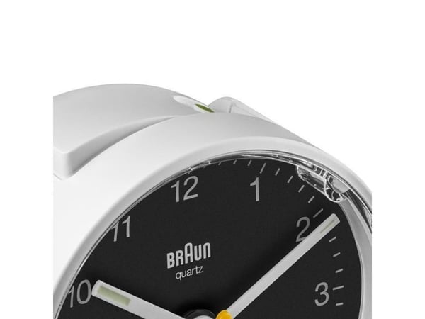 Braun BC01WB, Quartz vekkerklokke, Rund, Sort, Hvit, 12 timers, Analog, Batteri