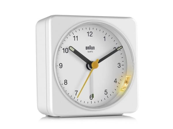 Braun BC03W - Alarmklokke - firkantet - kvarts - skrivebord - hvit