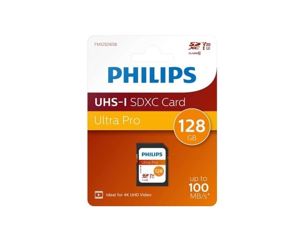 Philips FM12SD65B - Flashminnekort - 128 GB - Video Class V30 / UHS-I U3 / Class10 - SDXC UHS-I