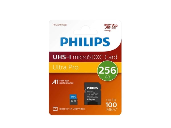 Philips Ultra Pro FM25MP65B - Flashminnekort (SD-adapter inkludert) - 256 GB - A1 / Video Class V30 / UHS-I U3 / Class10 - microSDXC
