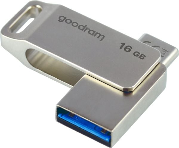 Goodram ODA3, 16 GB, USB Type-A / USB Type-C, 3.2 Gen 1 (3.1 Gen 1), 60 MB/s, Svivel, Sølv